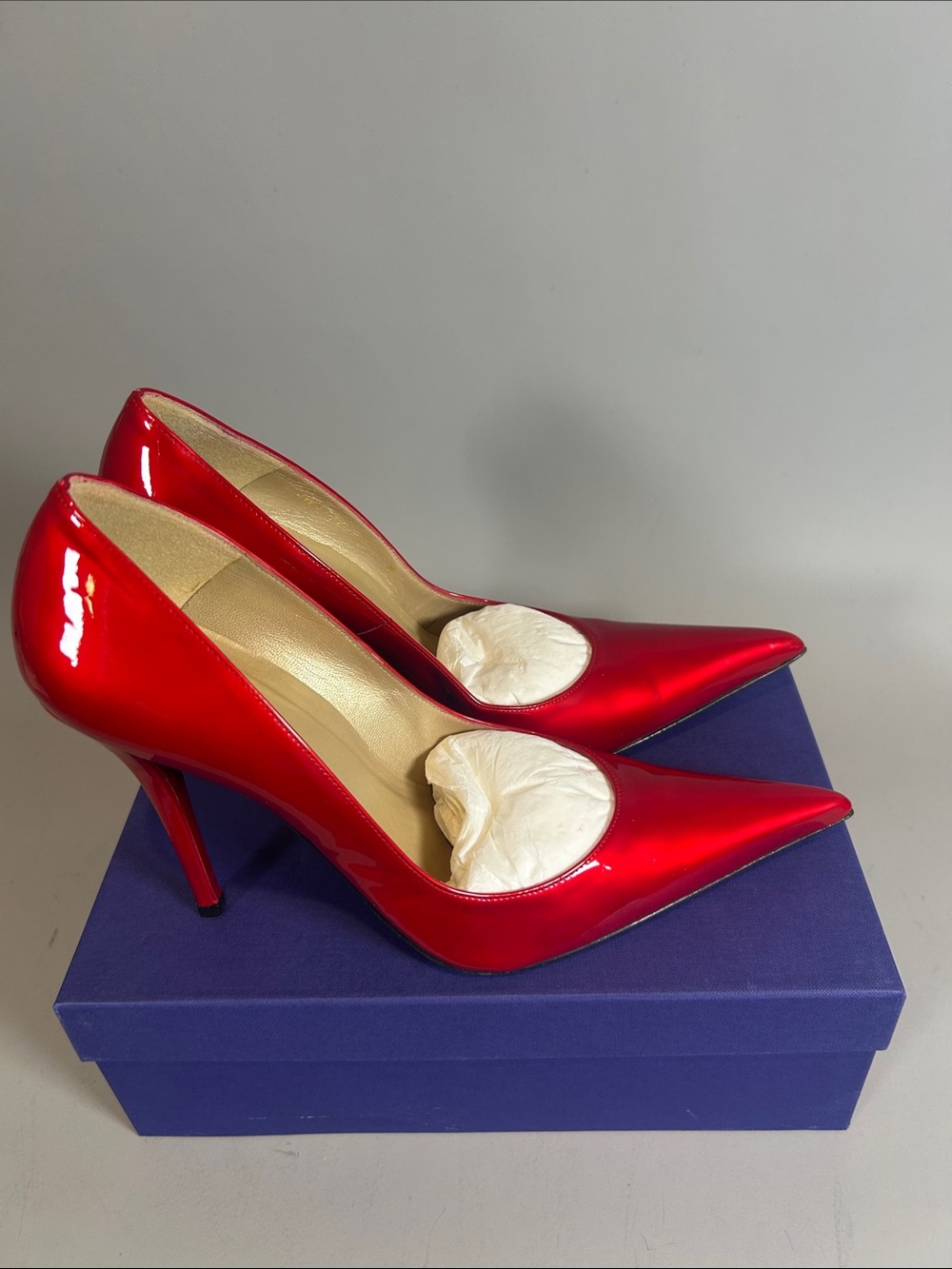 (10+) 15yo Box Stuart Weitzman Fever2 Red Quasar Patent Pointed-Toe Stiletto 12 - Picture 5 of 11